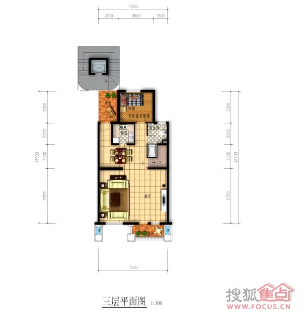 丽景华庭二居室三层平面_丽景华庭户型图-承德搜狐焦点网