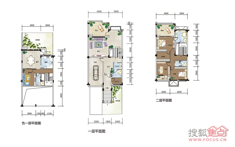 水天花园2期云麓2 1联墅l2-e户型四室两厅四卫231.00㎡户型