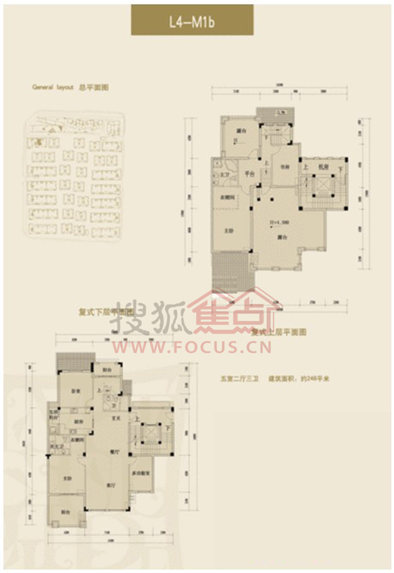 融科檀香山户型图-5室2厅3卫