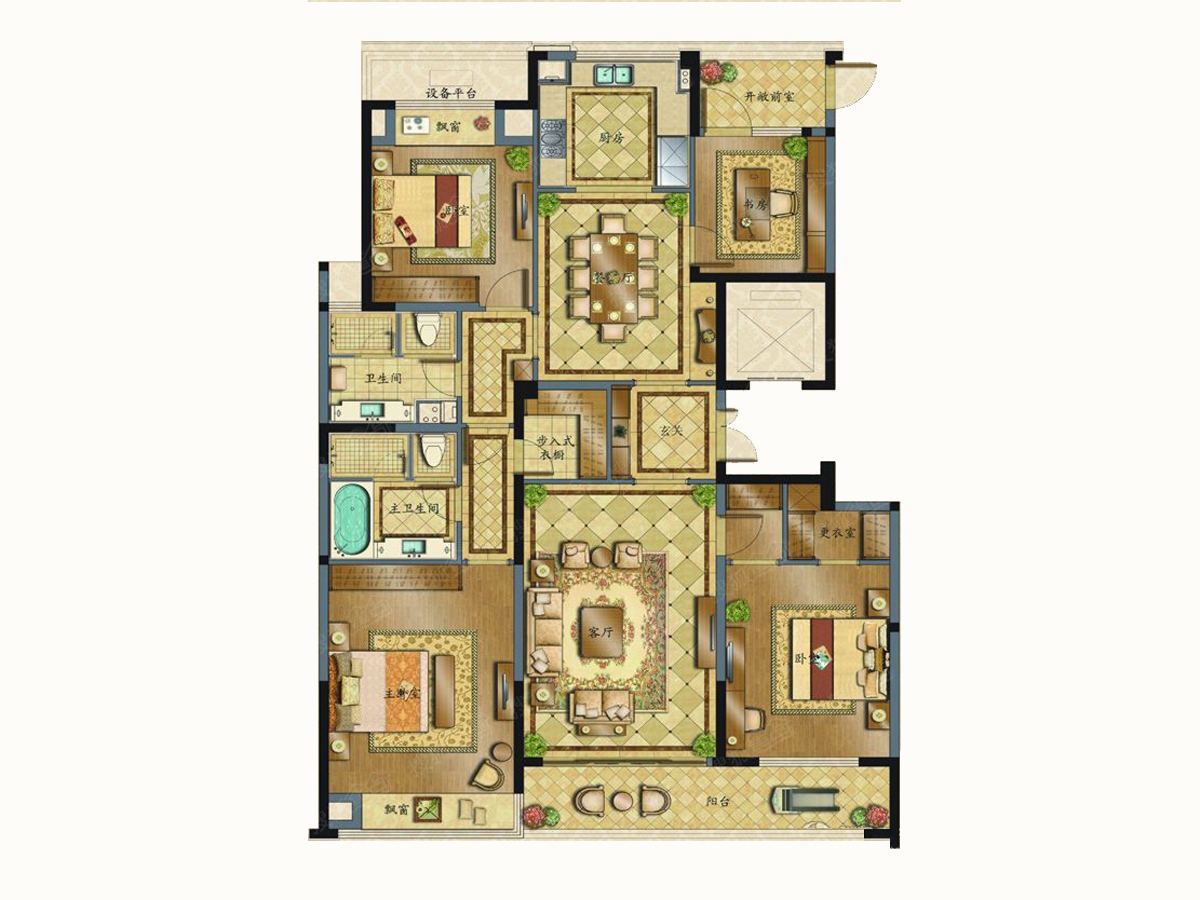 常州玉兰广场四居室K2_常州玉兰广场户型图-
