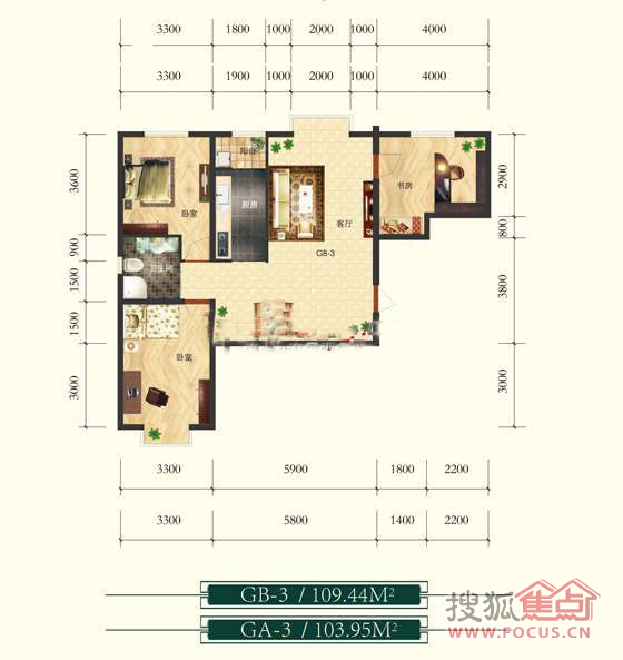 枫林逸景·龙湖园三居室gb-3_枫林逸景·龙湖园户型图