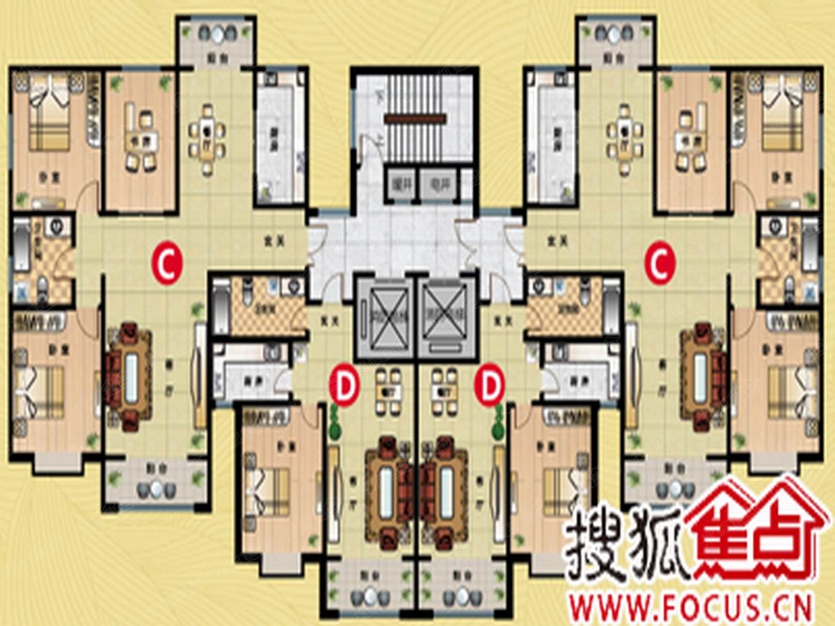 远东锦绣华府c,d户型平面图