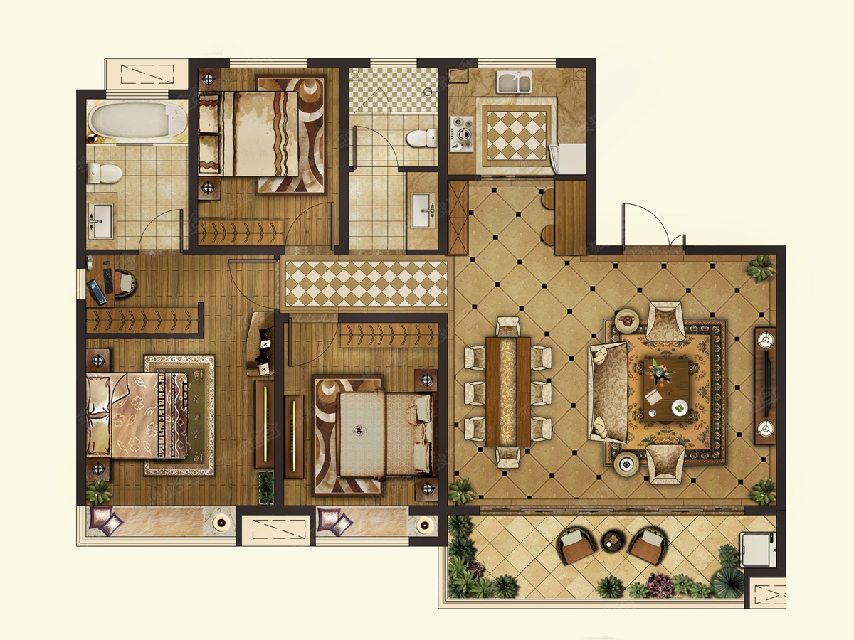 海信积米湾三居室C1_海信积米湾户型图-青岛