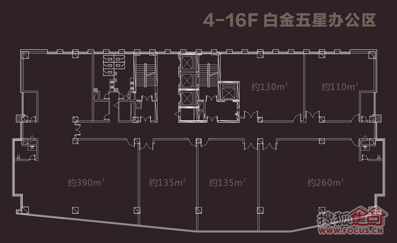 星源国际4-16层白金五星办公区户型图-0室0厅0卫