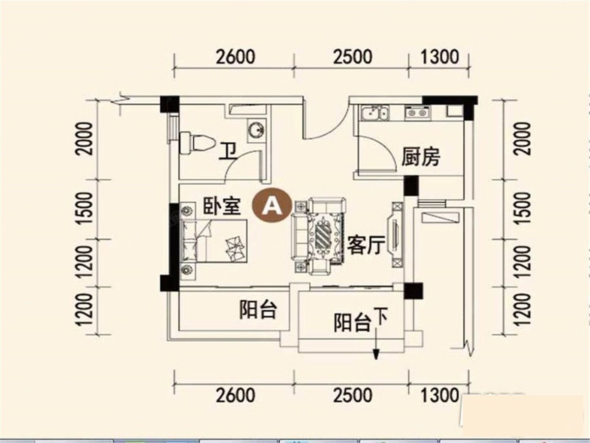 碧桂园中铁天麓1号一居室y213a户型_碧桂园中铁天麓1号户型图-贵阳