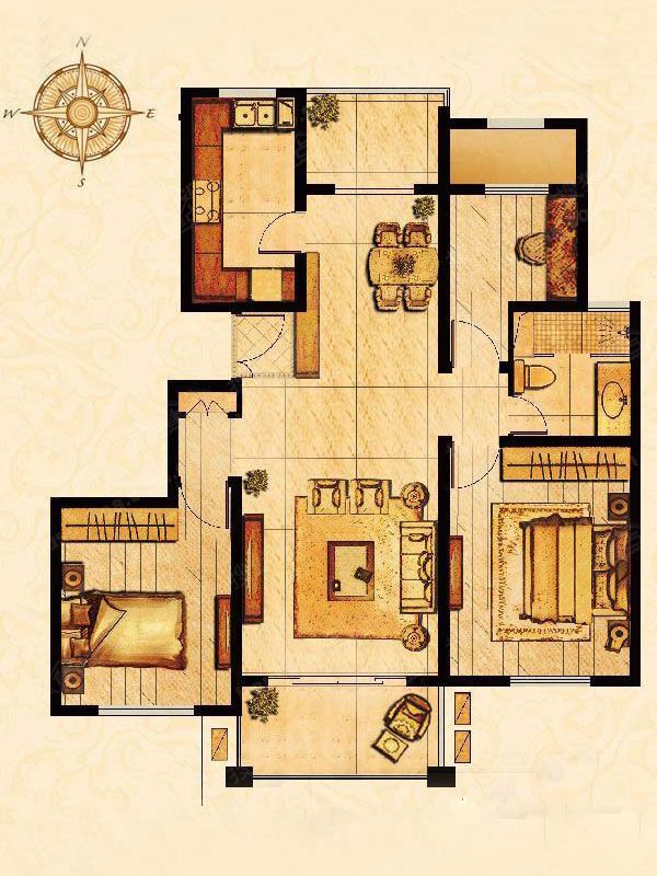 保集蓝郡户型图-4室2厅2卫-148m