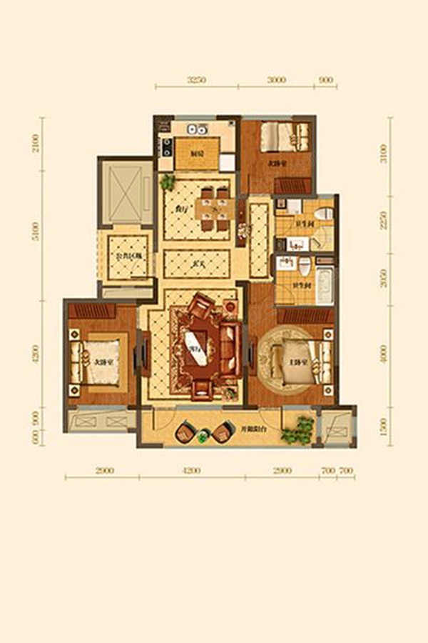 三居室户型图100平 b_381240284.jpg