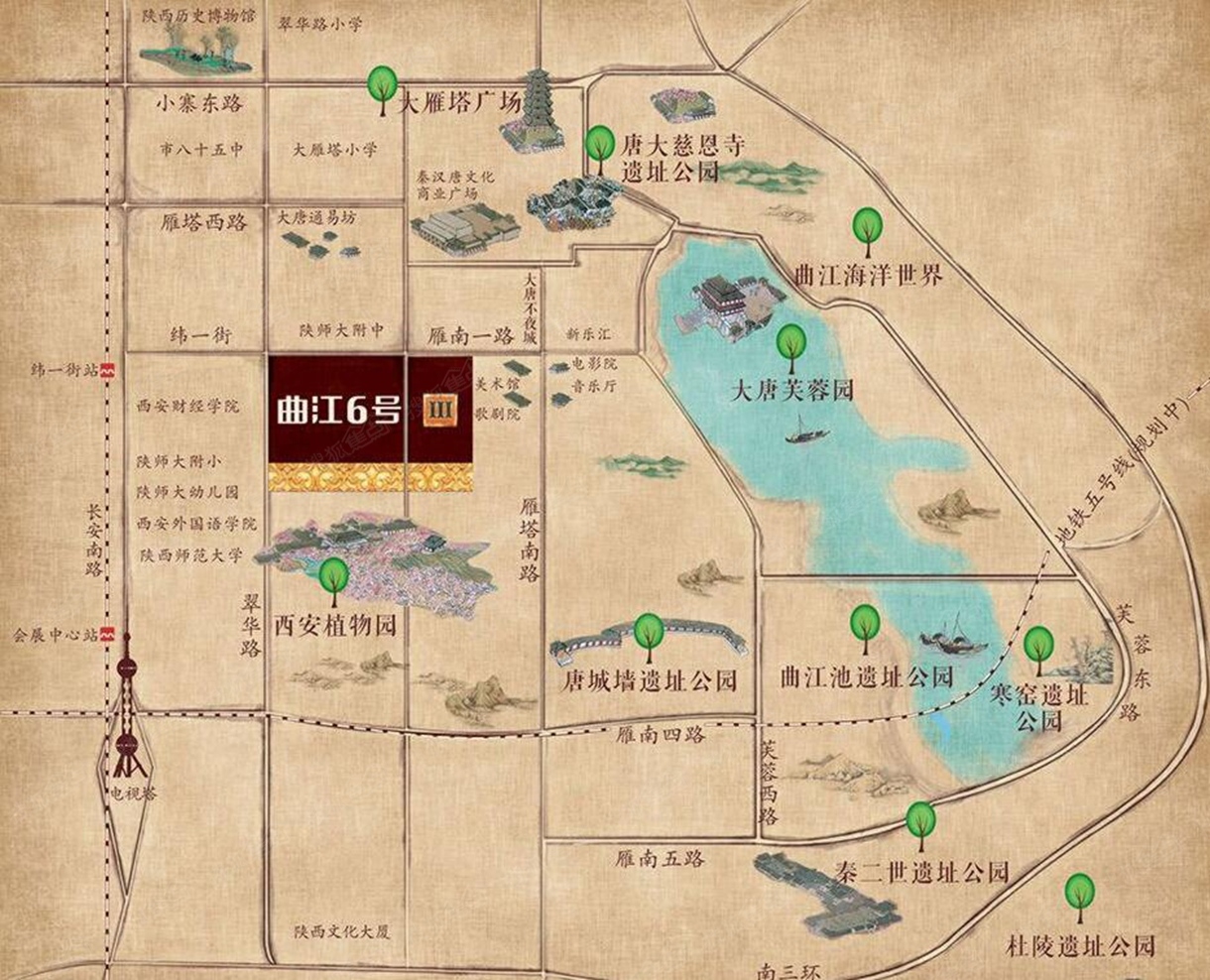 西安雁塔区曲江地图图片